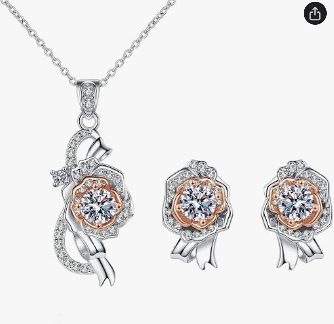 14K Gold Diamond Pendant and Earrings Set
