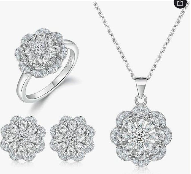 14K Gold Flower Moissanite Jewelry Set